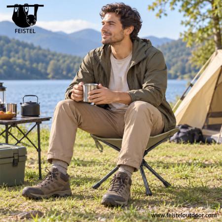 Heavy Duty Folding Camp Stool – 150kg Capacity Swivel Outdoor Foldable Stool with 7075 Aluminum Frame & 600D Polyester Mesh Seat 