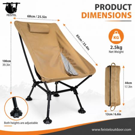 Oversized Folding Camping Chair – 150kg Capacity Lightweight Moon Chair with 7075 Aluminum Frame, 600D Polyester Mesh & Carry Bag 