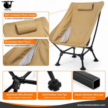 Oversized Folding Camping Chair – 150kg Capacity Lightweight Moon Chair with 7075 Aluminum Frame, 600D Polyester Mesh & Carry Bag 