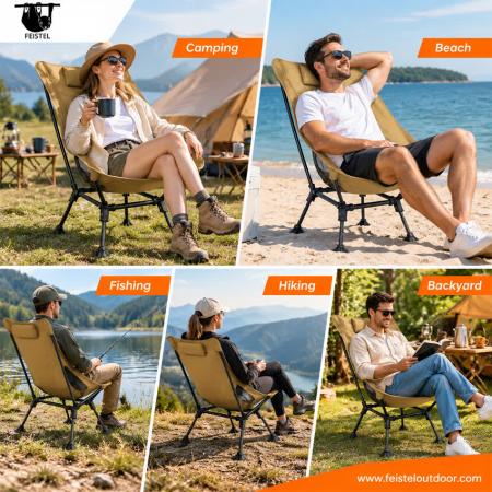 Oversized Folding Camping Chair – 150kg Capacity Lightweight Moon Chair with 7075 Aluminum Frame, 600D Polyester Mesh & Carry Bag 