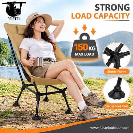 Oversized Folding Camping Chair – 150kg Capacity Lightweight Moon Chair with 7075 Aluminum Frame, 600D Polyester Mesh & Carry Bag 