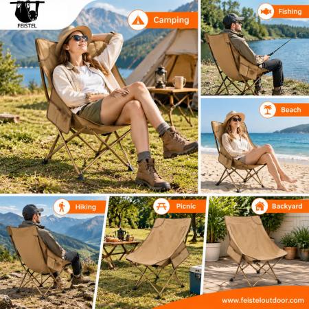 Camping Chair No Arms – High Back Folding Camping Chair with No Arms, 7075 Aluminum Frame, 600D Polyester Mesh & 150kg Capacity 