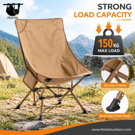 Camping Chair No Arms – High Back Folding Camping Chair with No Arms, 7075 Aluminum Frame, 600D Polyester Mesh & 150kg Capacity 