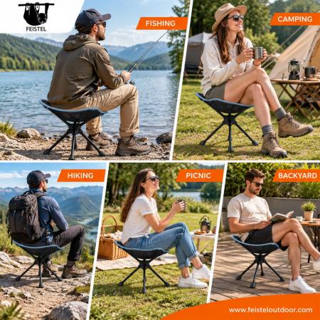 Compact Stool – 0.7kg Lightweight Small Camping Stool & Folding Mini Hiking Stool with 7075 Aluminum Frame 