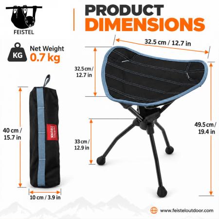 Compact Stool – 0.7kg Lightweight Small Camping Stool & Folding Mini Hiking Stool with 7075 Aluminum Frame 