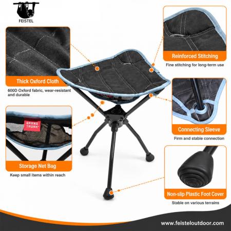 Compact Stool – 0.7kg Lightweight Small Camping Stool & Folding Mini Hiking Stool with 7075 Aluminum Frame 