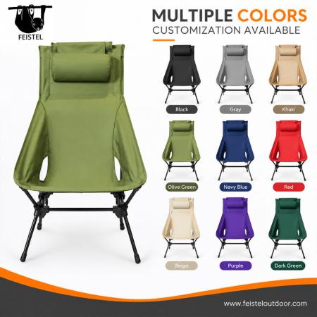 High Back Folding Camping Chair – Lightweight 7075 Aluminum Outdoor Lounge Chair with Headrest, 600D Polyester Mesh & 150kg Capacity 