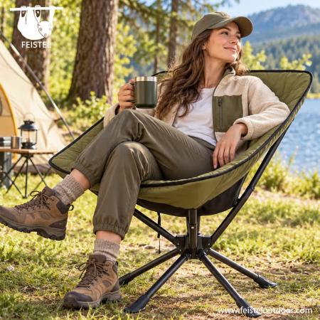 Cushioned Camping Chair Cover – Soft Padded Nylon Camping Chair Cushion with Filling, 60 × 70 cm & Compact 10 × 32 cm Pack 