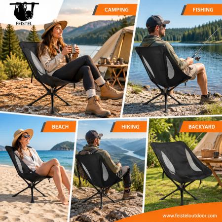 Small Camping Chair – Compact 360° Swivel Folding Chair for Adults with 7075 Aluminum Frame, 600D Polyester Mesh & Small Pack Size 