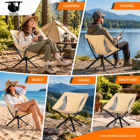 Compact Lightweight Camping Chair – 7075 Aluminum Foldable Outdoor Chair with 600D Polyester Mesh, 14×38cm Small Pack Size & 150kg Capacity 