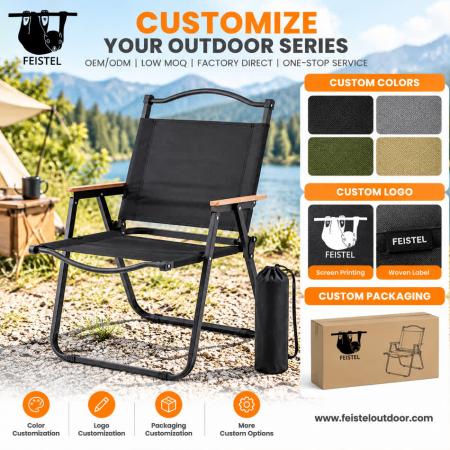 Hard Arm Camping Chair – Kermit-Style Folding Camping Chair with Hard Arms, 7075 Aluminum Tube Frame & 150kg Capacity 