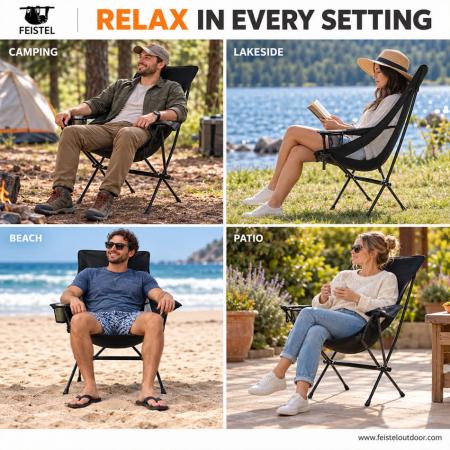 High Camping Chair – Lightweight High Back Compact Folding Camping Chair with 58cm Seat Height, 7075 Aluminum Frame & 150kg Capacity 