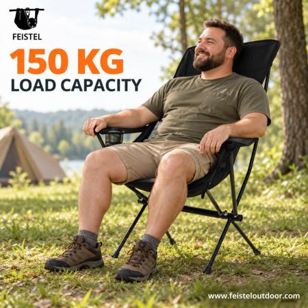 High Camping Chair – Lightweight High Back Compact Folding Camping Chair with 58cm Seat Height, 7075 Aluminum Frame & 150kg Capacity 