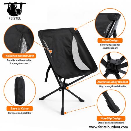 Small Camping Chair – Compact 360° Swivel Folding Chair for Adults with 7075 Aluminum Frame, 600D Polyester Mesh & Small Pack Size 