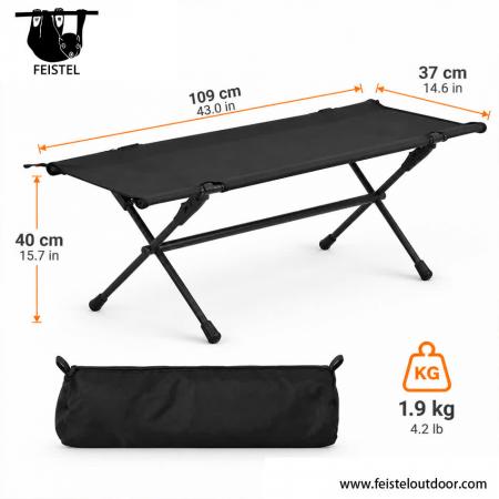 Camping Chair for 2 – Lightweight Double Folding Camping Bench with 7075 Aluminum Frame, 600D Polyester Mesh & 200kg Total Capacity 