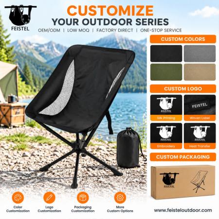 Small Camping Chair – Compact 360° Swivel Folding Chair for Adults with 7075 Aluminum Frame, 600D Polyester Mesh & Small Pack Size 