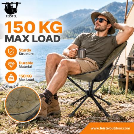 Cushioned Camping Chair Cover – Soft Padded Nylon Camping Chair Cushion with Filling, 60 × 70 cm & Compact 10 × 32 cm Pack 