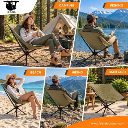 Cushioned Camping Chair Cover – Soft Padded Nylon Camping Chair Cushion with Filling, 60 × 70 cm & Compact 10 × 32 cm Pack 
