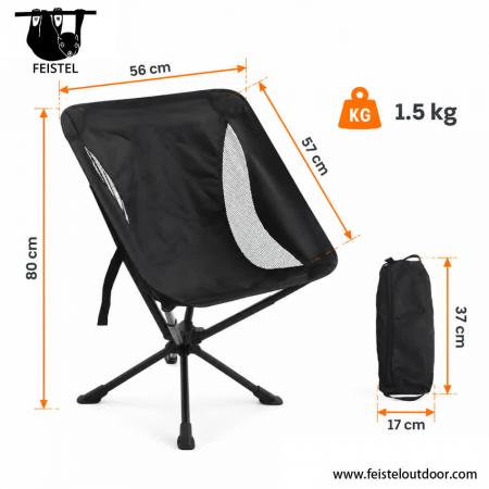 Small Camping Chair – Compact 360° Swivel Folding Chair for Adults with 7075 Aluminum Frame, 600D Polyester Mesh & Small Pack Size 
