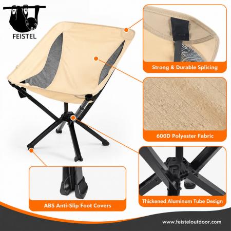 Compact Lightweight Camping Chair – 7075 Aluminum Foldable Outdoor Chair with 600D Polyester Mesh, 14×38cm Small Pack Size & 150kg Capacity 