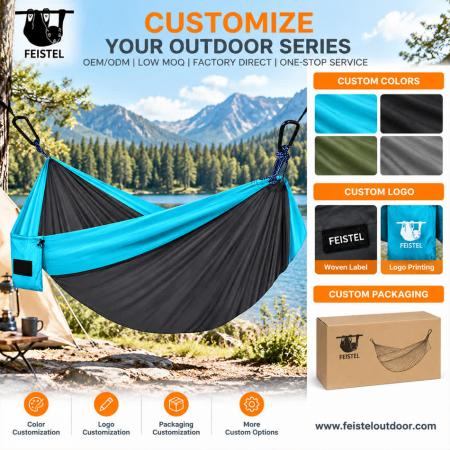 Double Nylon Parachute Hammock – 300×200cm, 980g, 200kg Capacity with Hanging Kit 