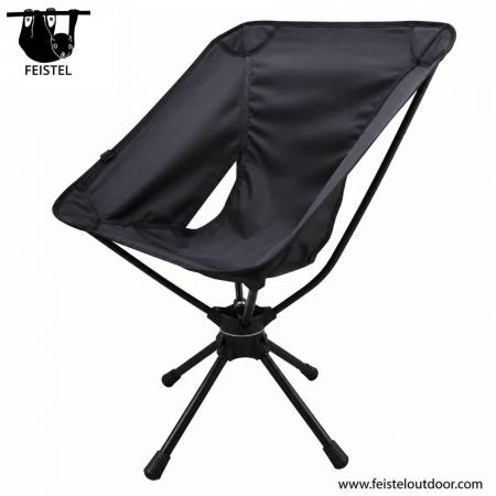 Black Camping Chair – Portable 360° Swivel Folding Outdoor Chair with 7075 Aluminum Frame, 600D Polyester Mesh & 150kg Capacity 