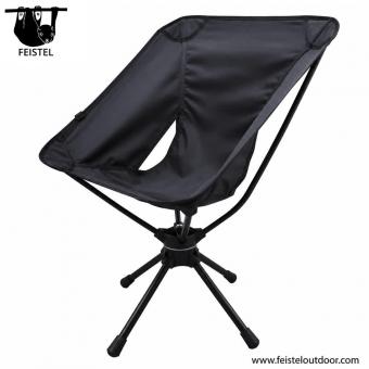 360° Swivel Folding Black Camping Chair