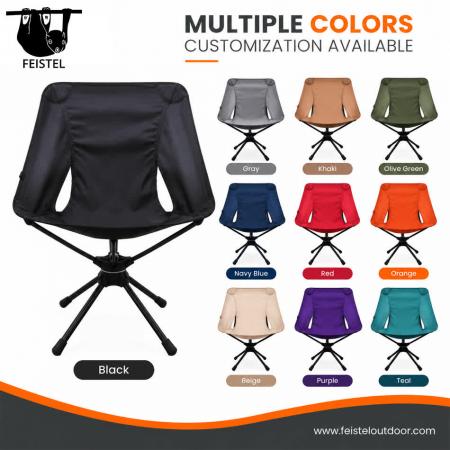 Black Camping Chair – Portable 360° Swivel Folding Outdoor Chair with 7075 Aluminum Frame, 600D Polyester Mesh & 150kg Capacity 