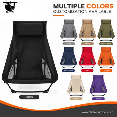 Low Seat High Back Camping Chair – Portable 7075 Aluminum Folding Lounge Chair with Headrest, 600D Polyester Mesh & 150kg Capacity 