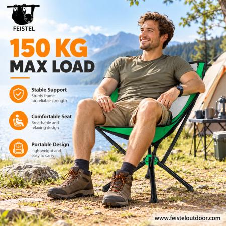 Easy Carry Camping Chair – Compact Lightweight Folding Outdoor Chair with 7075 Aluminum Frame, 600D Polyester Mesh & 150kg Capacity 