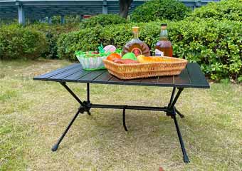 black adjustable camping table