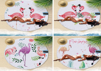  New Design Flamingo Thick Round Beach Towel Blanket with Tassels